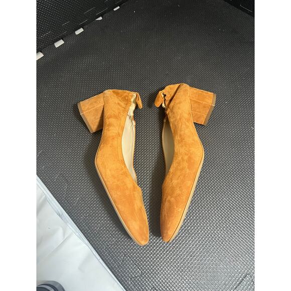 Everlane The Day Heel Women 11 Orange Suede Leather Pumps Cinch Heel Block Shoes - Picture 5 of 7